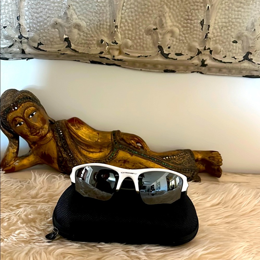 White Sports Sunglasses with Black Case